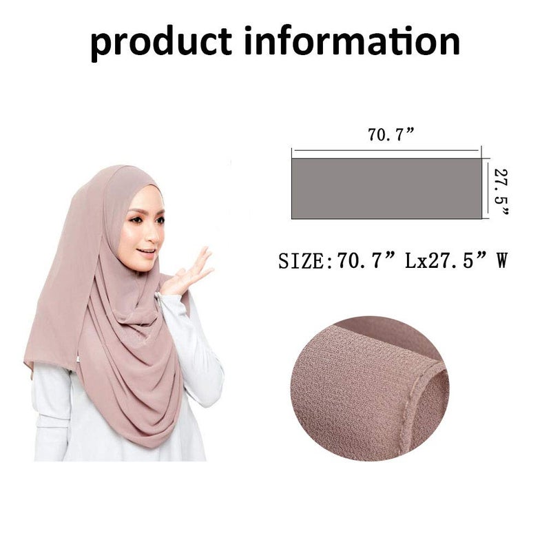 LMVERNA Chiffon Hijab Scarf Solid Color Luxurious Soft Hijab Long Scarf Wrap Scarves (Light khaki) - Image 2
